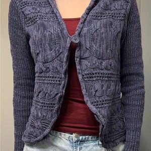 Sonoma Women's Textured Knit Cardigan - Deep Purple